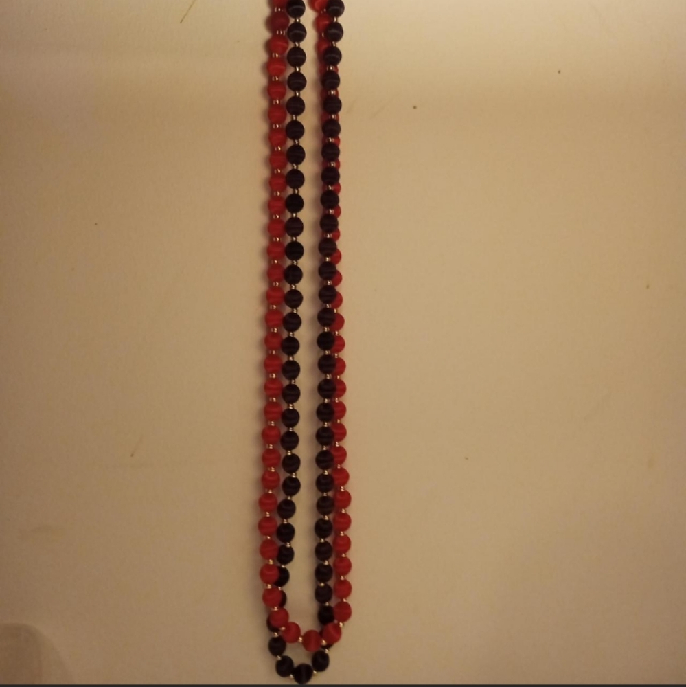 Vintage Satin Bead Necklaces Set Of 2 - Picture 3 of 3